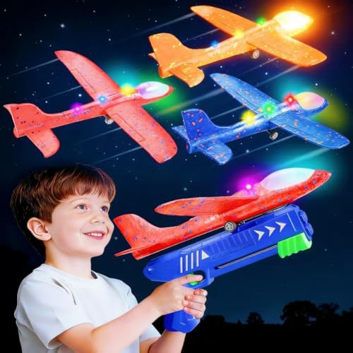 SYHLN 3 Pack Airplane Launcher Toys for 4 5 6 7 8 Year Old Boys Gifts: Airplane Shooter with 3 LED Foam Glider Planes for Kids - Outdoor Flying Toys Boys Birthday Present Gifts Age 4 5 6 7 8 9 | Amazon (US)