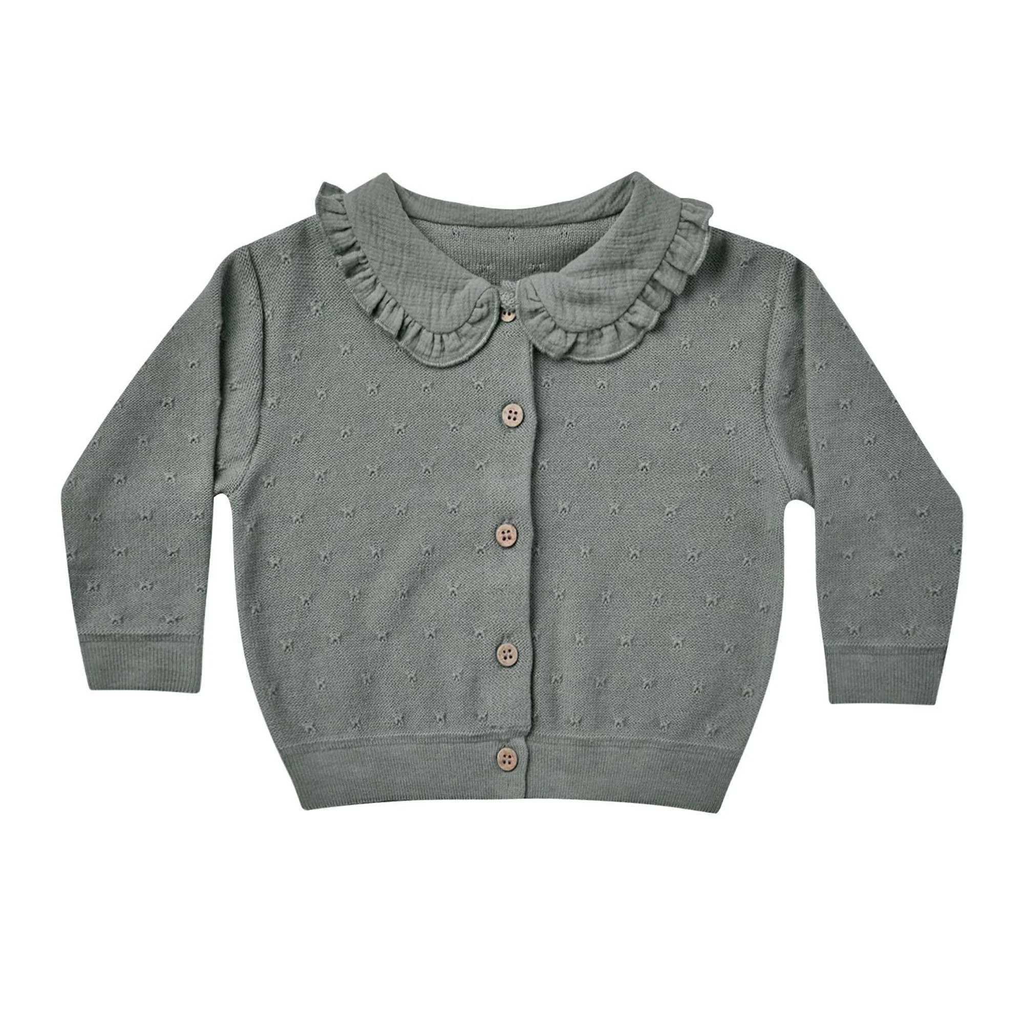 Organic Ruffle Collar Cardigan, Dusk | SpearmintLOVE