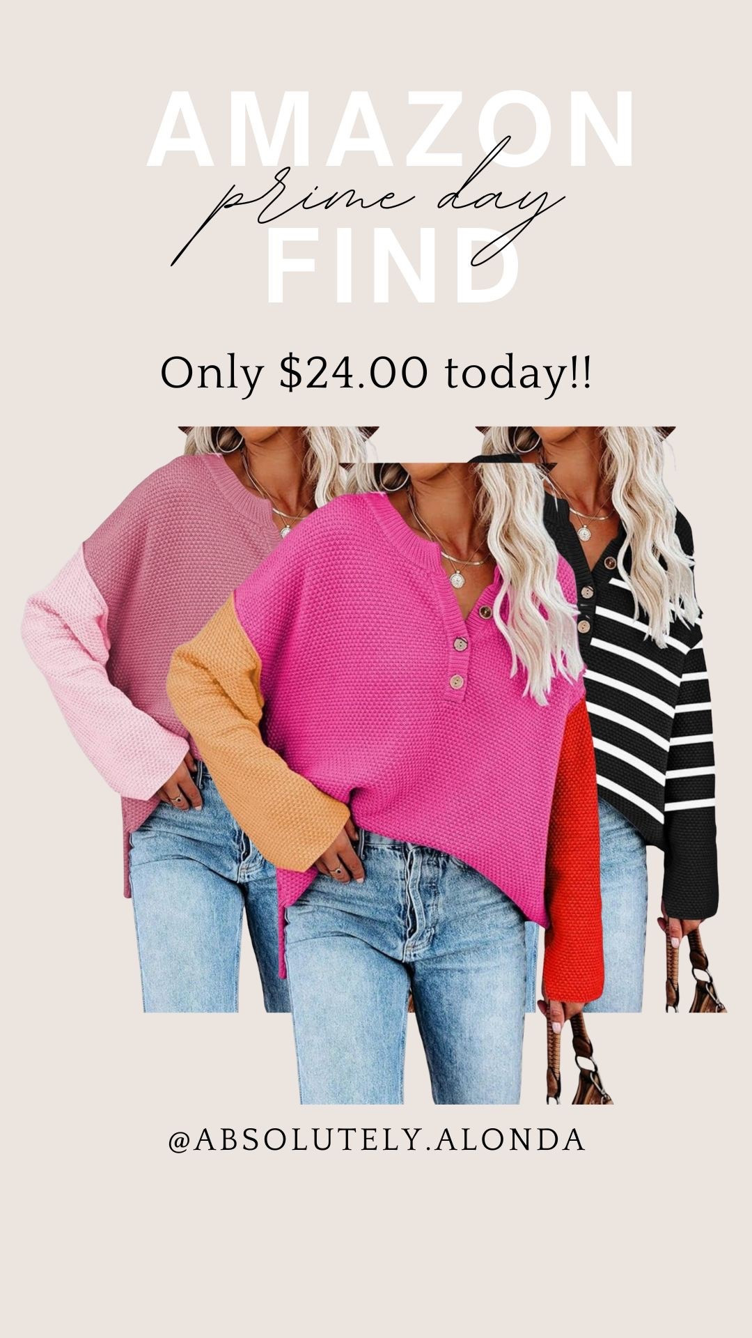 🚨 Amazon Prime Big Deal part 4: Batwing colorblock knit henley. Only $24!!

#LTKFindsUnder50 #LTKSeasonal #LTKSaleAlert