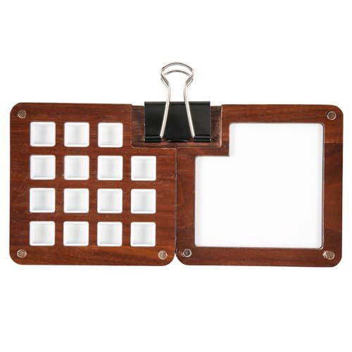 Mini Portable Palette, 15 Grids Wooden Tiny Watercolor Palette Empty Small Paint Palette Pocket Magnetic Sketchbook Palette Walnut Travel Paint Tray for Painters and Artists, 1 Clip (Without Pigment) | Amazon (US)