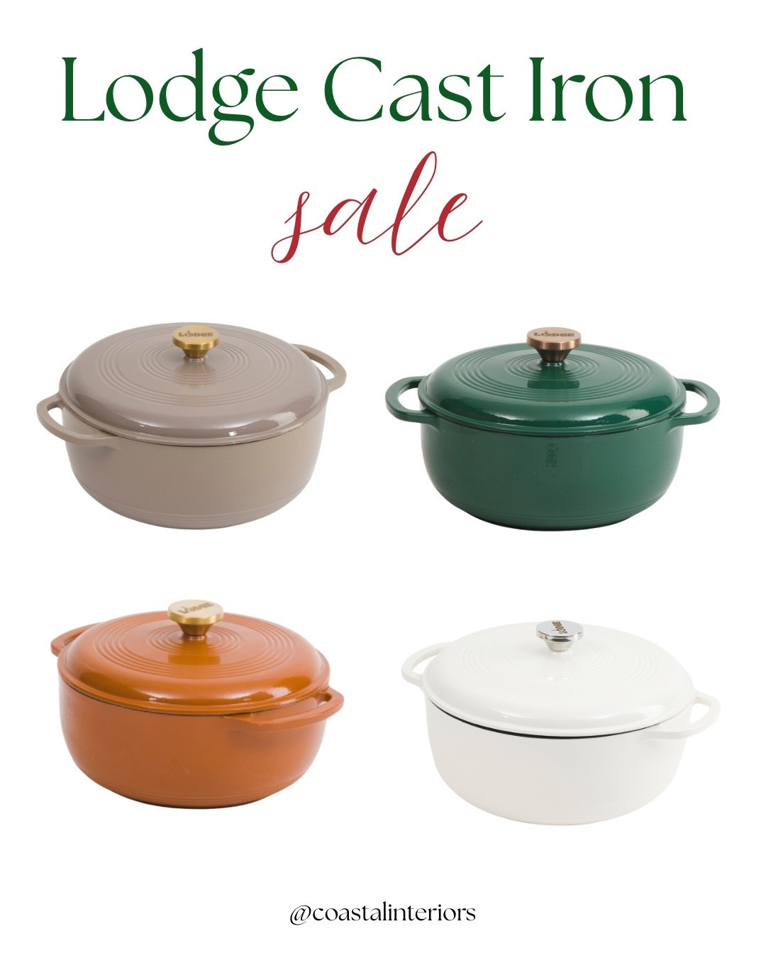 Lodge Cast Iron Dutch Oven on sale in a variety of colors. Brass or Silver knob. Perfect for fall and winter stews, soups, entertaining, baking, and holiday gifts.

#LTKFindsUnder100 #LTKfoodie #LTKGiftGuide