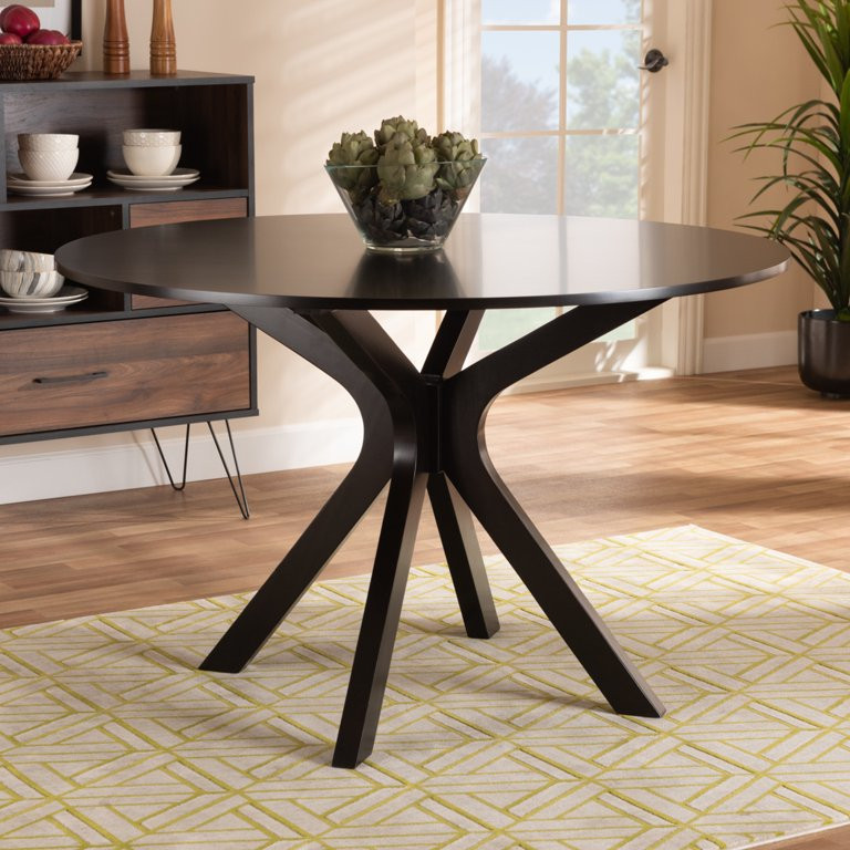 Baxton Studio Kenji Dark Brown Finished 48-Inch-Wide Round Wood Dining Table | Walmart (US)
