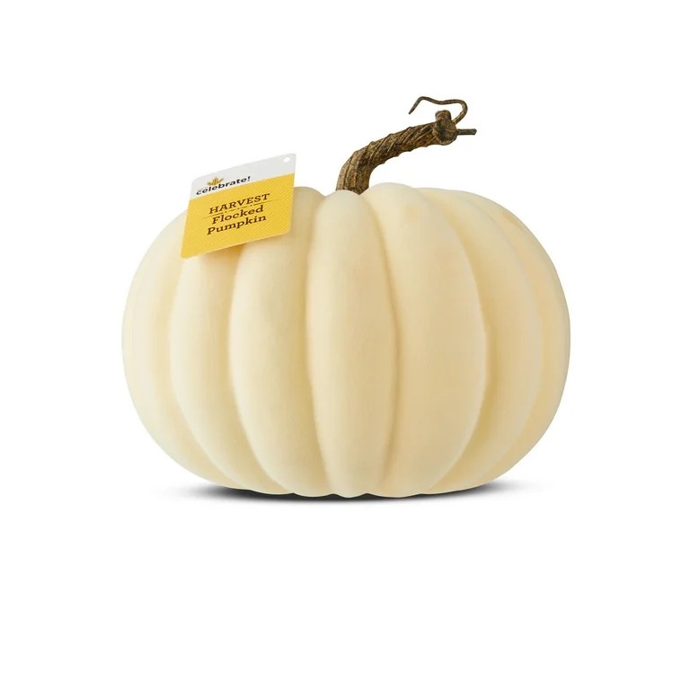 Harvest Cream Flocked Pumpkin, by Way To Celebrate - Walmart.com | Walmart (US)