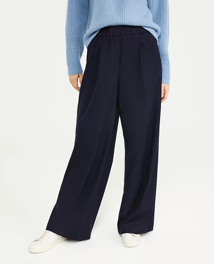 The Flannel Wide Leg Pull On Pant | Ann Taylor | Ann Taylor (US)