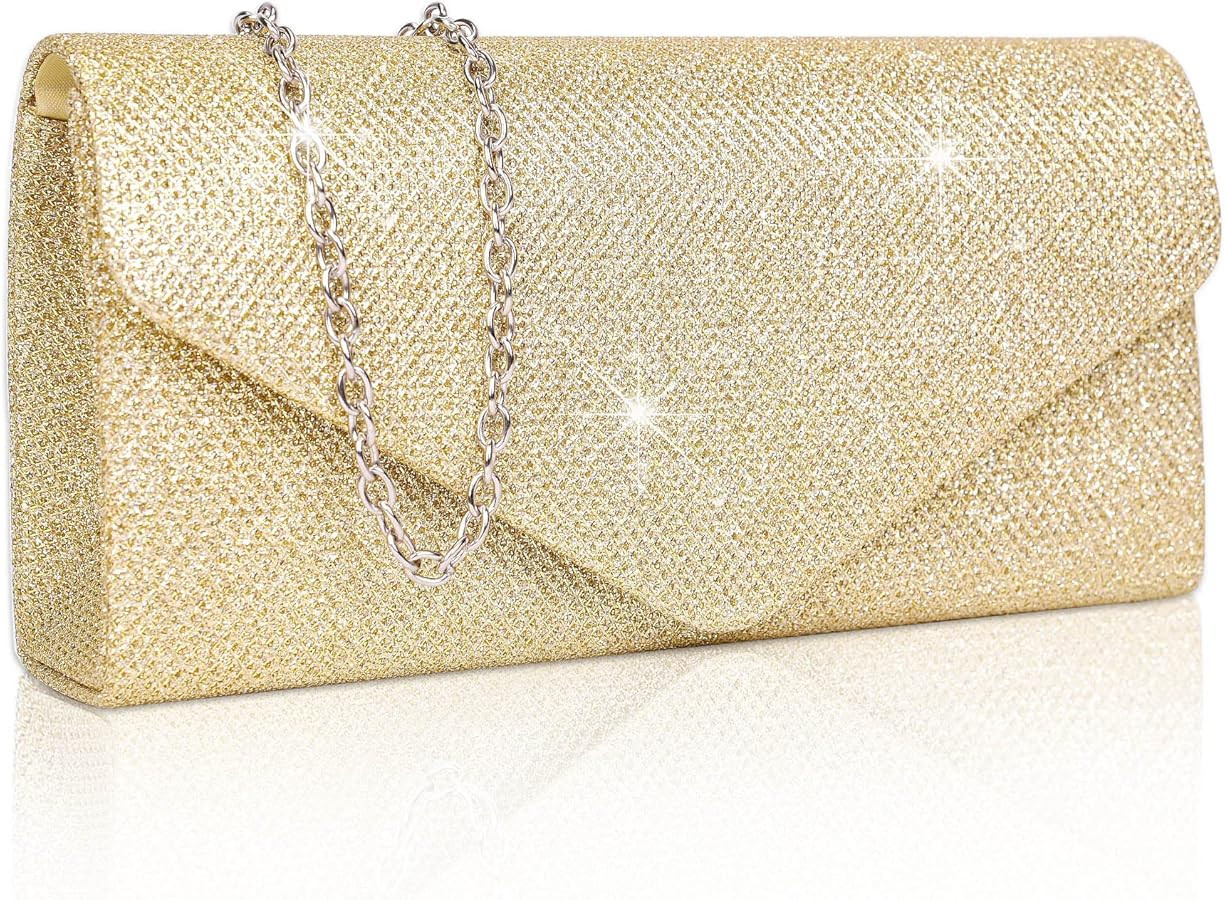 Larcenciel Clutch Purses for Women, Sparkly Sequin Envelope Clutch Evening Bag w/Chain, Elegant P... | Amazon (US)