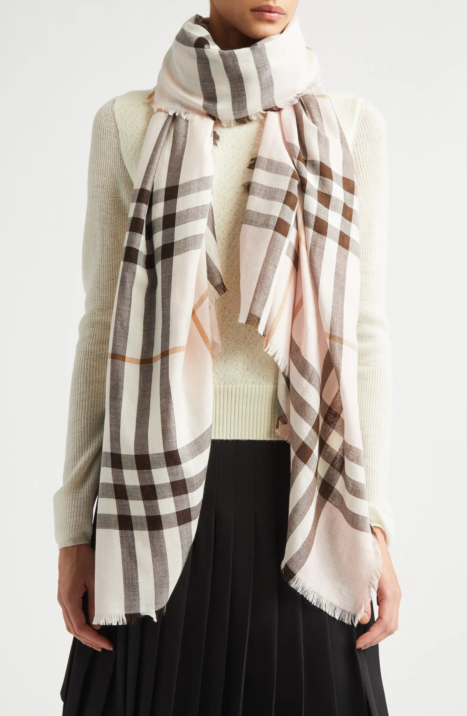 Burberry Reversible Medium Check Wool & Silk Scarf | Nordstrom | Nordstrom