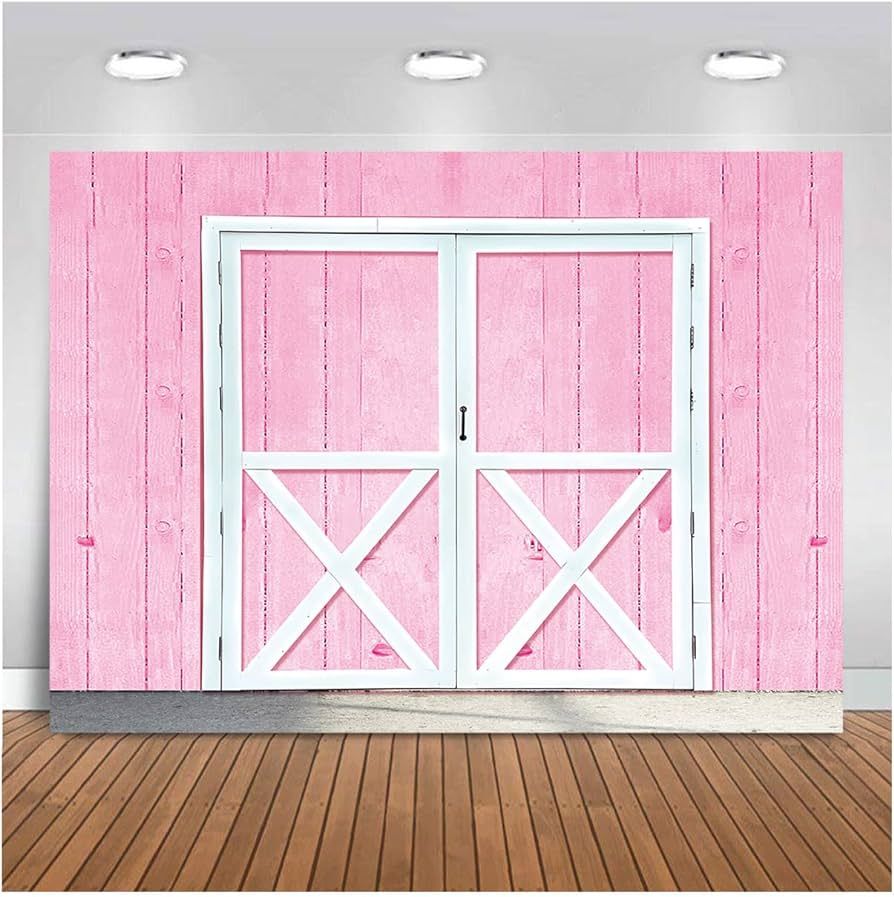 Pink Barn Wooden Photo Backdrop Spring Western Farm Photography Background Cowgirl Banner Kids Po... | Amazon (US)