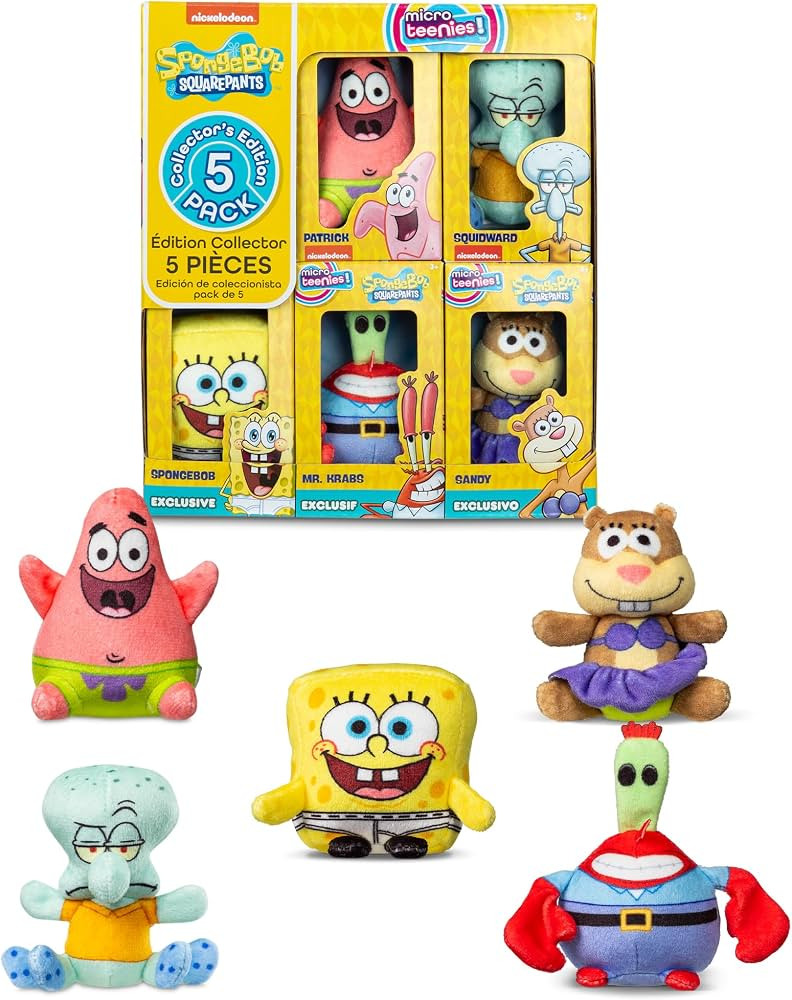 Spongebob Square Pants 5-Pack - Collectible Miniature Plush Figure, Suffed Animal, Toy Mini Soft ... | Amazon (US)