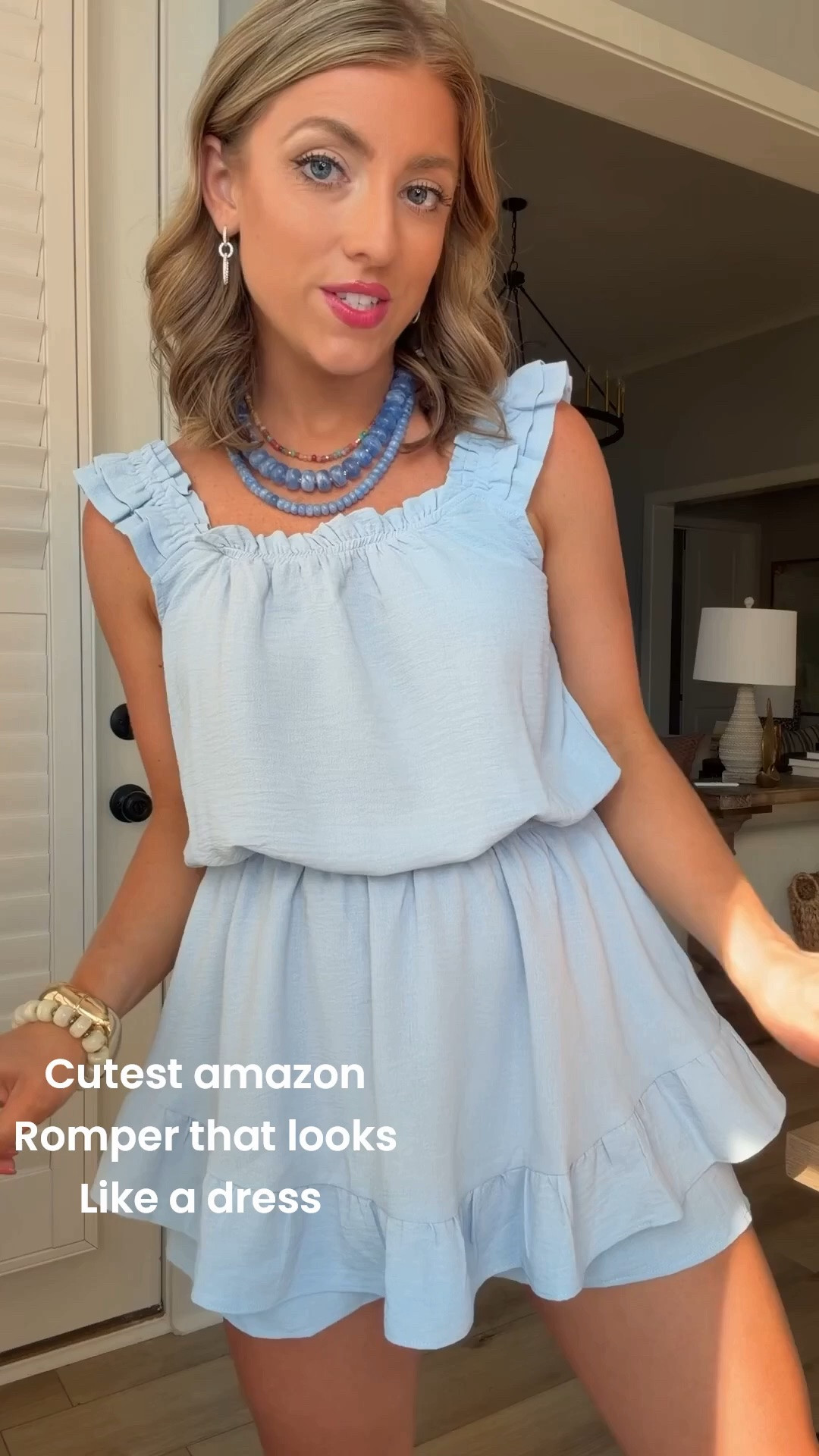 The cutest throw-on-and-go romper! 💙 This light blue romper is soft, lightweight, and so flattering with the ruffle details and relaxed fit. It’s the perfect one-and-done outfit for hot summer days, whether you’re running errands, heading to lunch, traveling, or packing for vacation.

Pair it with platform sandals, sneakers, or wedges and you’re ready in minutes. If you’re looking for cute Amazon rompers, casual summer outfits, vacation clothes, or easy everyday fashion, this one deserves a spot in your closet.

#AmazonFashion #AmazonRomper #SummerRomper #CasualStyle #VacationOutfit #OOTD #SummerFashion #AmazonFinds #WeekendStyle #EasyStyle #RuffleRomper #AffordableFashion

#LTKootd #LTKPetite