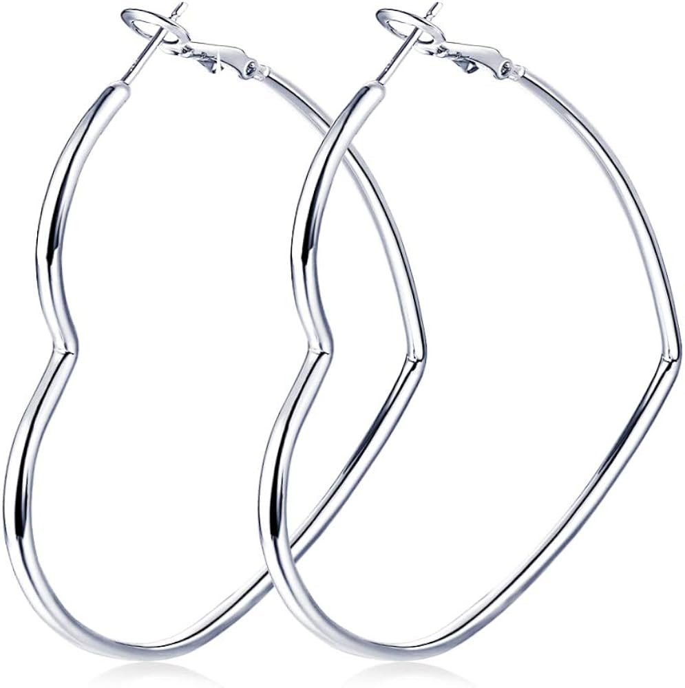 Hoop Earrings, Fashion Jewelry Statement Large Geometric Heart Hoop Earrings for Women Gift | Amazon (US)