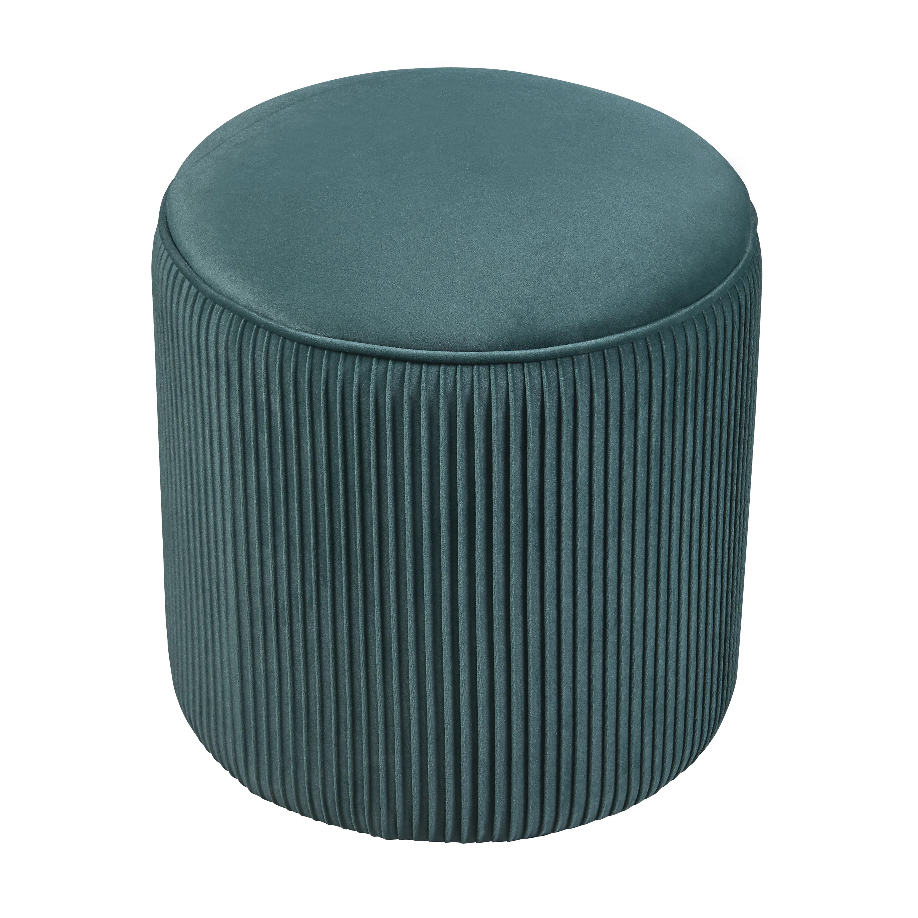 Terri Wide Velvet Round Pouf Ottoman | Wayfair North America