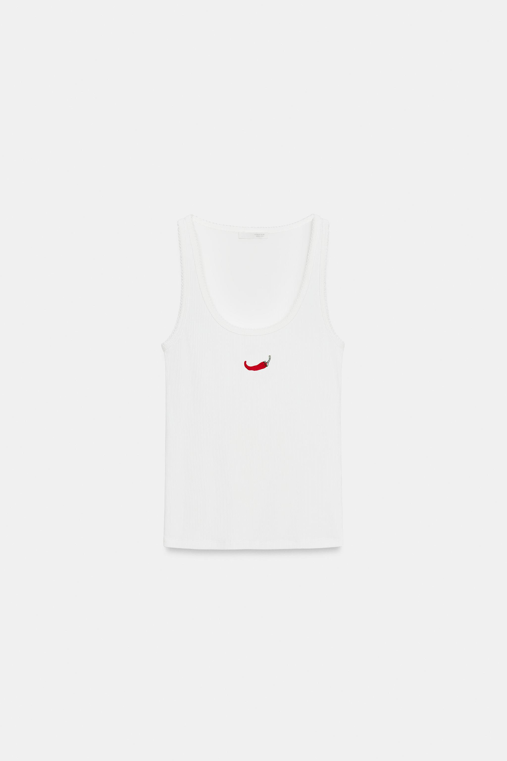 EMBROIDERED FRONT TOP | Zara UK
