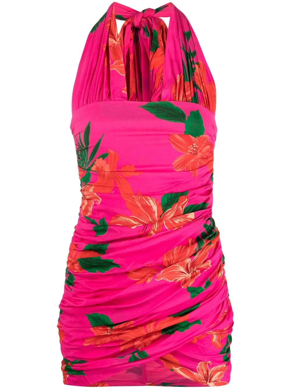 Vestido floral com amarração na gola | Farfetch Global