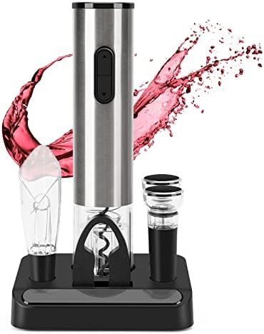 SENZER Electric Wine Opener Set Automatic Opener Set Reusable Corkscrew Gift Set with Base, Inclu... | Amazon (US)