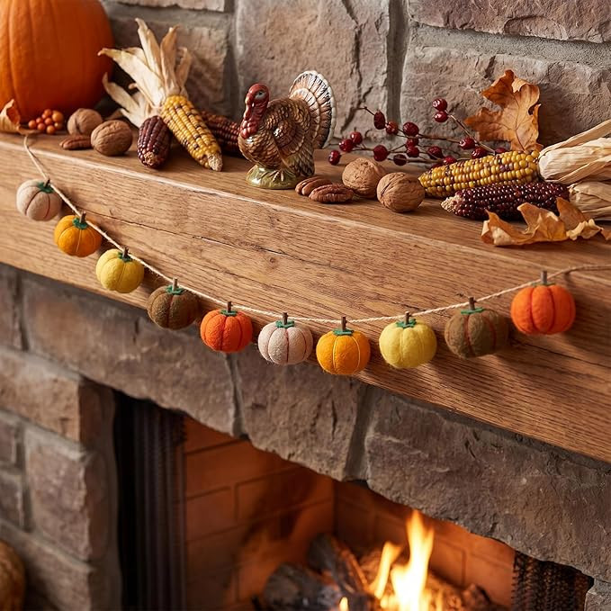 8.2 ft Fall Pumpkin Felt Garland Autumn Decoration for Home Hanging Felt Pumpkin Banner Harvest T... | Amazon (US)