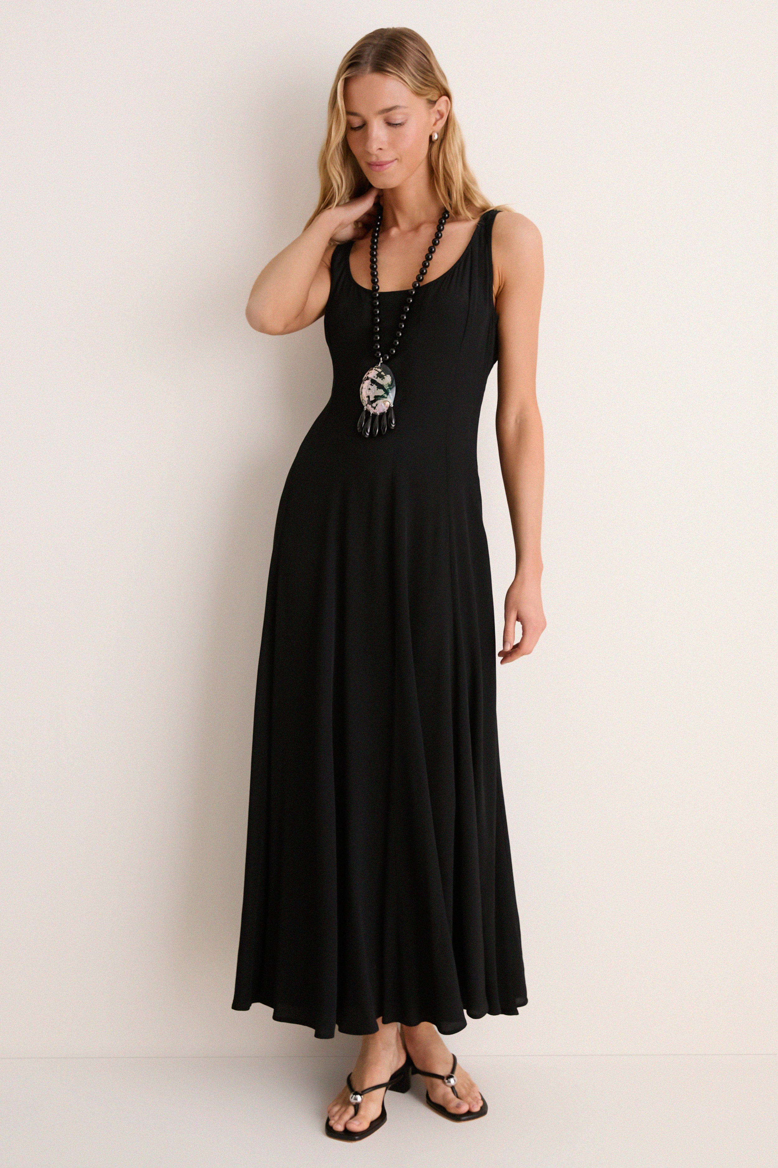Black Viscose Crepe Tank Lyon Maxi Dress | Tuckernuck (US)