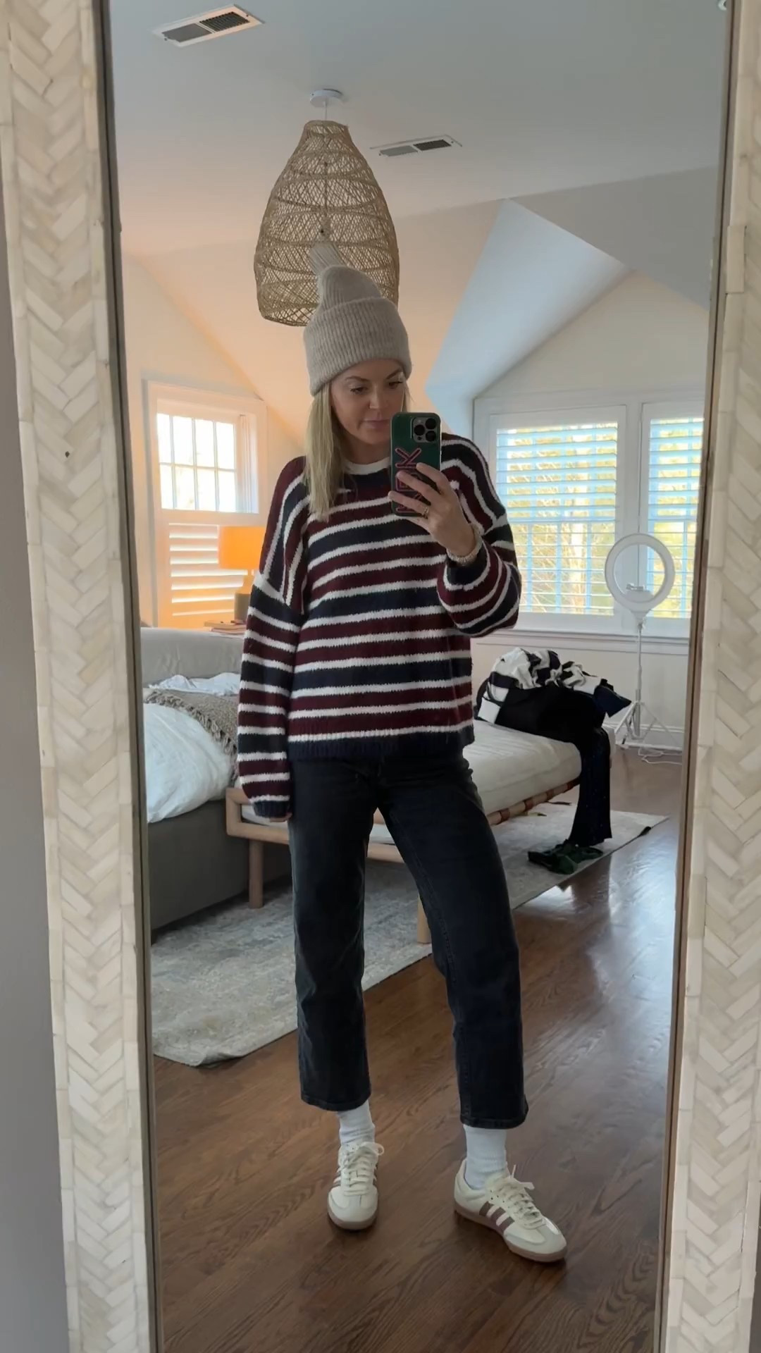 Lowest price I’ve seen this sweater!! It’s been on repeat all fall  
-medium sweater 
-26R Jeans, tts, I’m 5’5
-sized down 1/2 in sneakers 
-small tee 

#LTKFindsUnder100 #LTKSaleAlert #LTKFindsUnder50