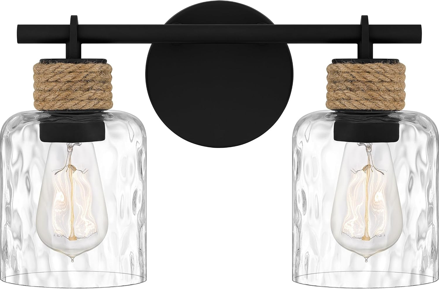Quoizel Naturals Baltic Modern Vanity Lights, 14.5 Inch 2-Light Coastal Matte Black & Clear Water... | Amazon (US)