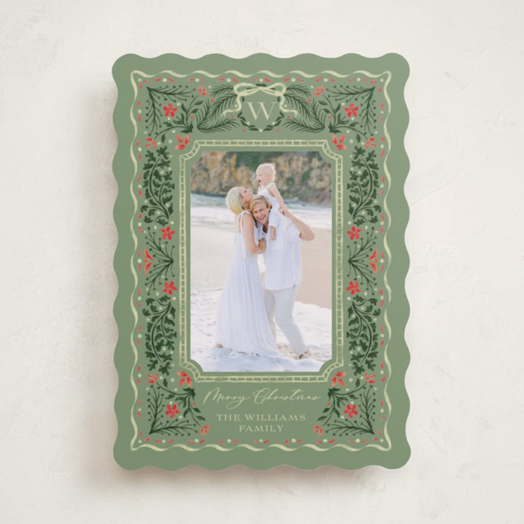 "Vintage Christmas" - Customizable Holiday Photo Cards in Green by Paper Sun Studio. | Minted
