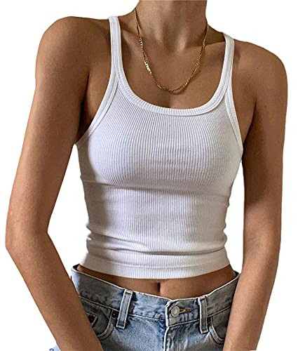 Artfish Women's Sleeveless Tank Top Form Fitting Scoop Neck Ribbed Knit Basic Cami Shirts | Amazon (US)