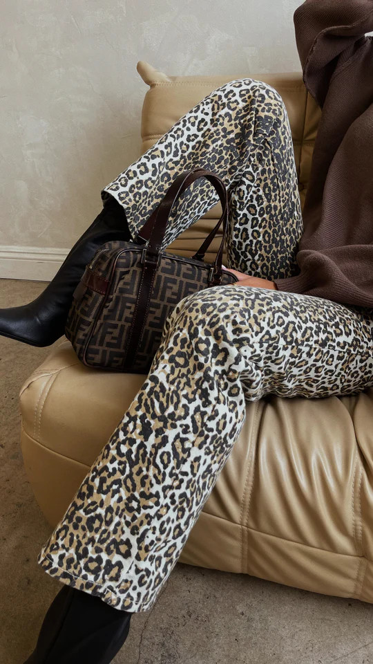 Miss Lola | Naya Leopard Leopard Denim Pant | MISS LOLA