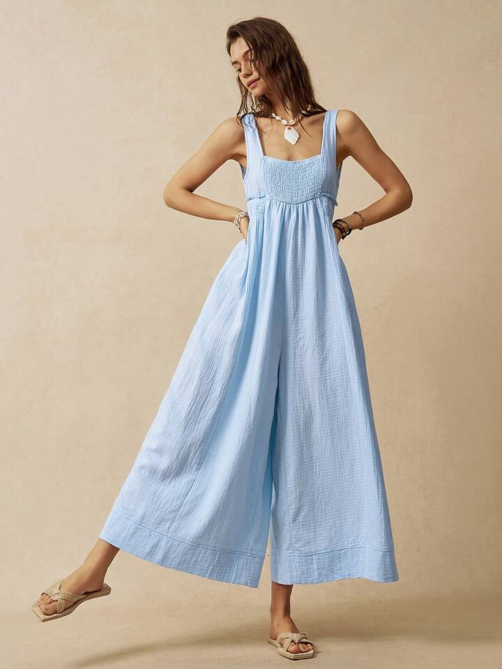 SHEIN BohoFeels Women Wide Strap Loose Jumpsuit For Vacation | SHEIN