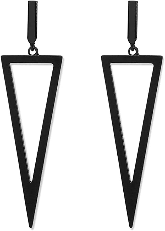 Amazon.com: Black Metal Triangle Dangle Drop Earrings For Women: Clothing, Shoes & Jewelry | Amazon (US)