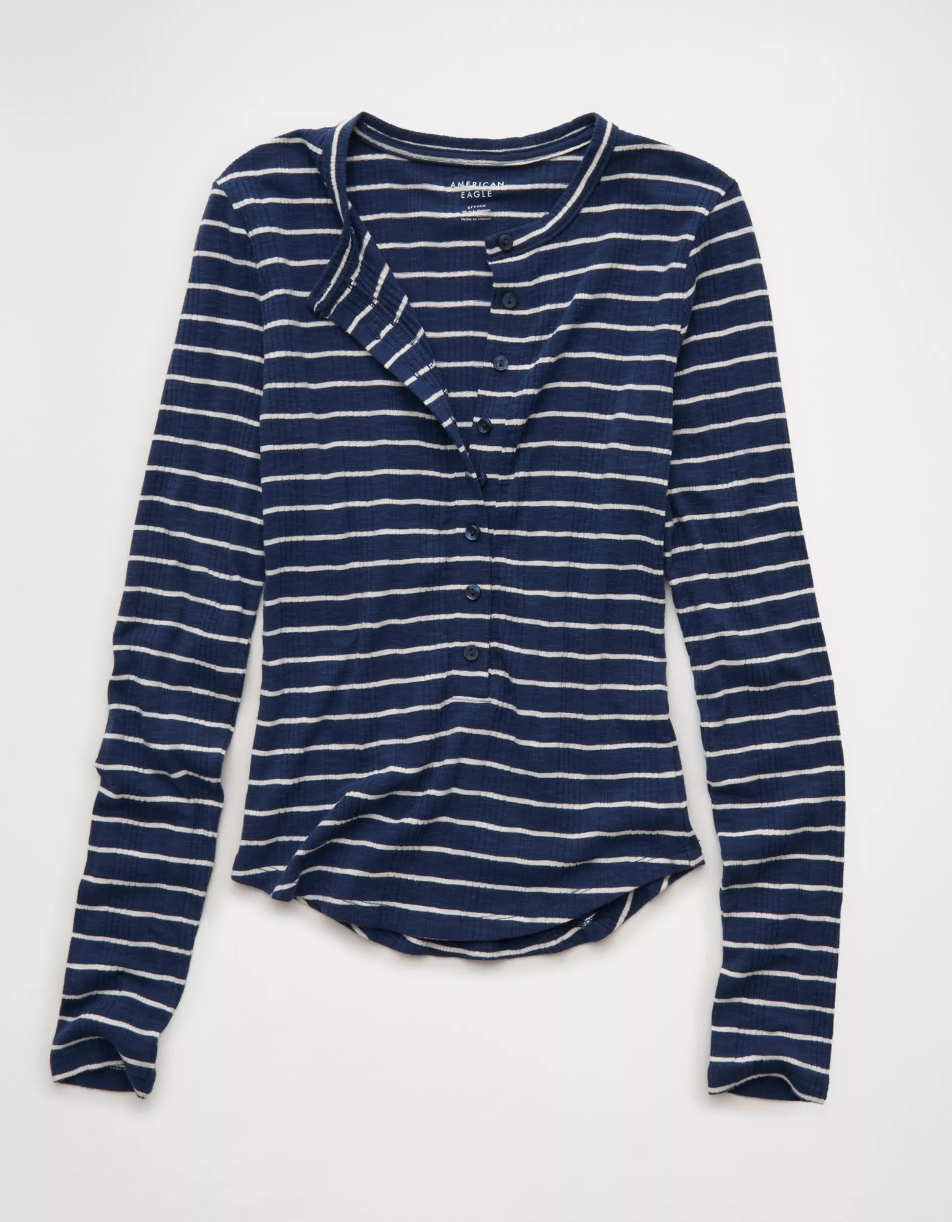 AE Long Sleeve Henley T-Shirt | American Eagle Outfitters (US & CA)