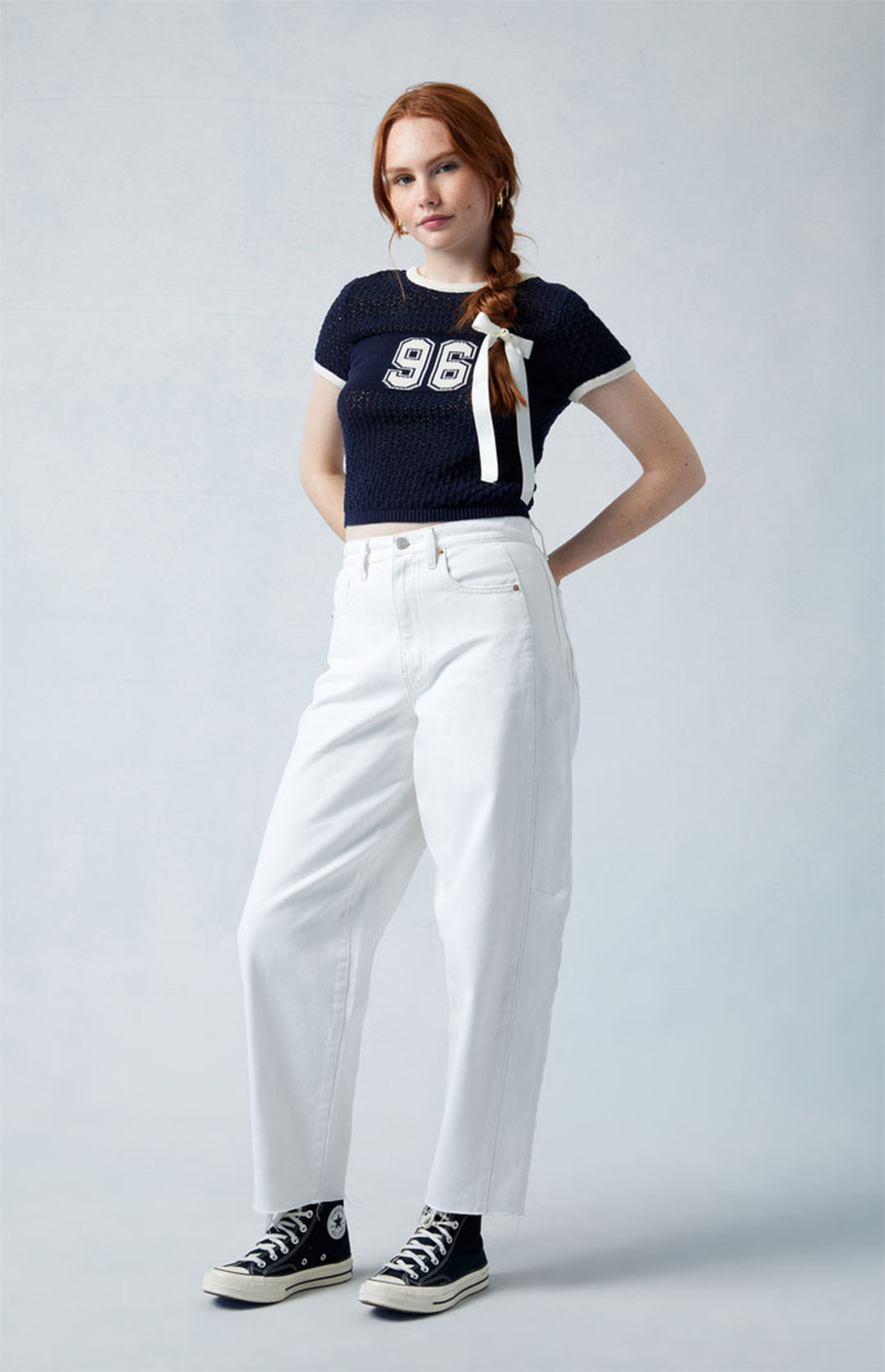 Eco White Barrel Jeans | PacSun