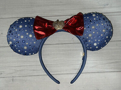 Disney Parks World X Baublebar Snow White Minnie Ears Red Bow Apple Jeweled Blue | eBay US