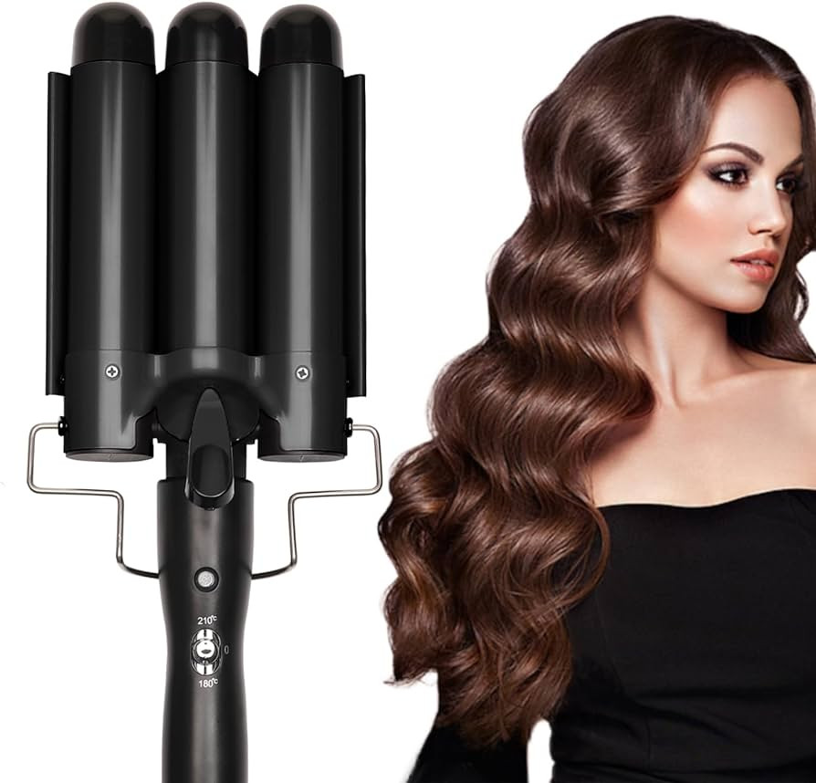 3 Barrel Curling Iron Jumbo 1.25 inch (32mm) Hair Curling Wand Crimper Instant Heating Adjustable... | Amazon (US)