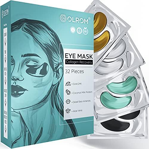 Olrom Eye Mask - 4 Kits Under Eye Patches: Gold Collagen Eye Pads, Detox Dead Sea Mineral Gel Eye... | Amazon (US)