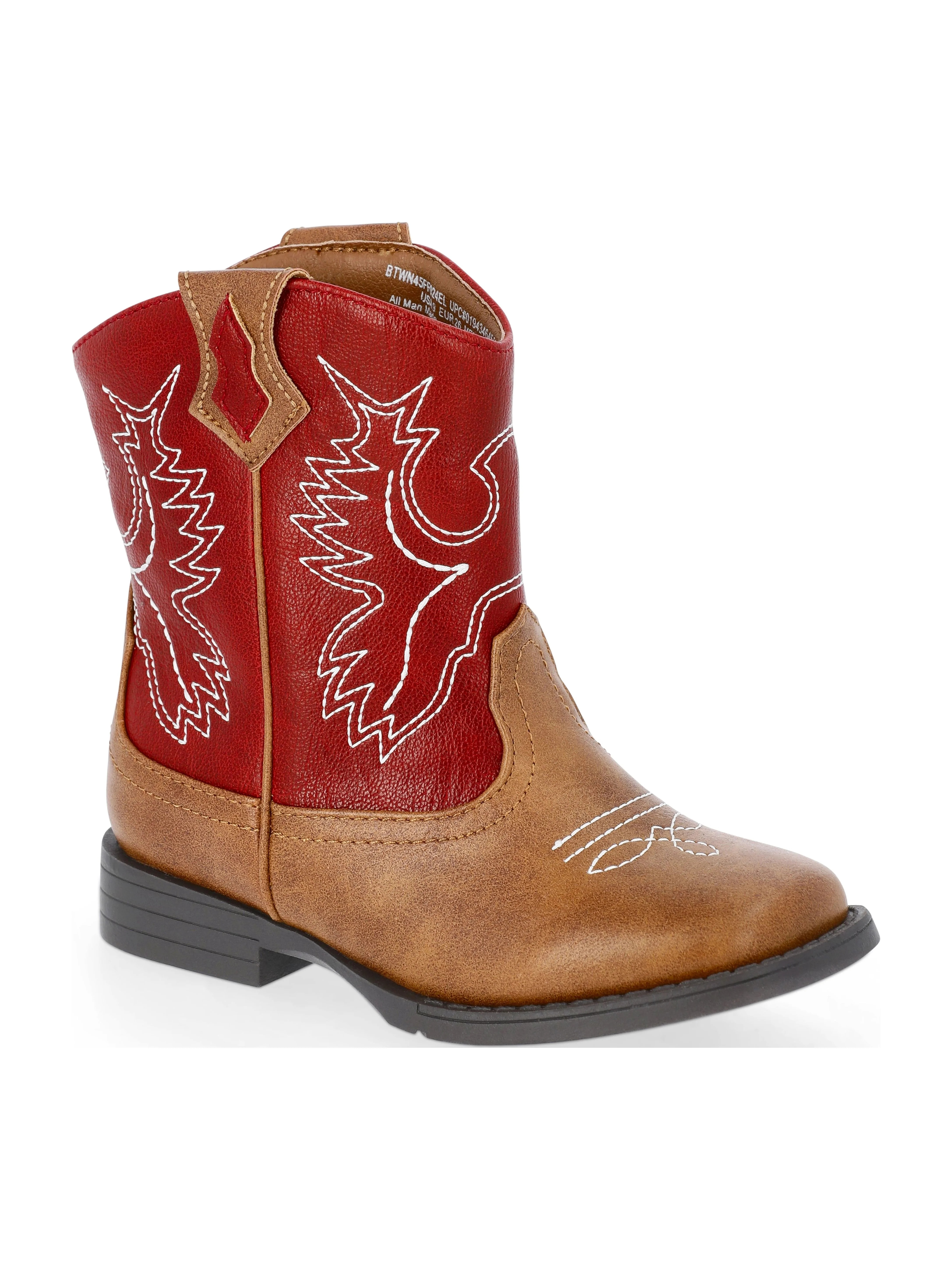 Wonder Nation Toddler & Boys Faux Leather Western Boots | Walmart (US)