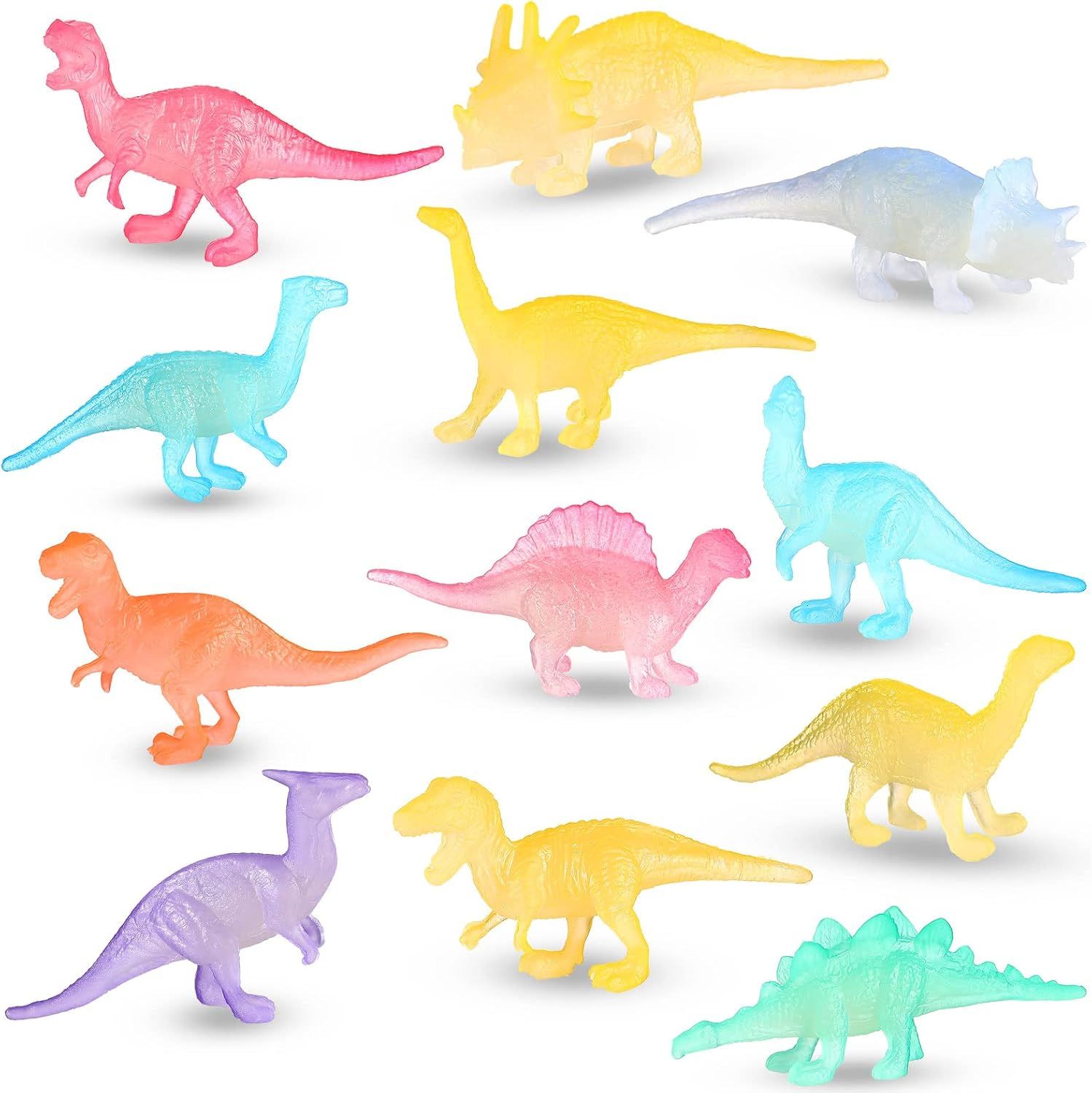 Skylety Mini Dinosaurs Toys 12 Pcs Glow in Dark Dino Figures Colorful Easter Dinosaur Party Favor... | Amazon (US)