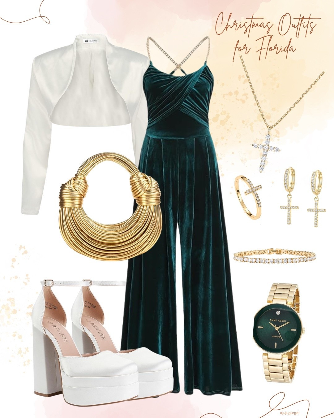 Glam up your holiday wardrobe with this velvet jumpsuit. Perfect for festive occasions!

#LTKHoliday