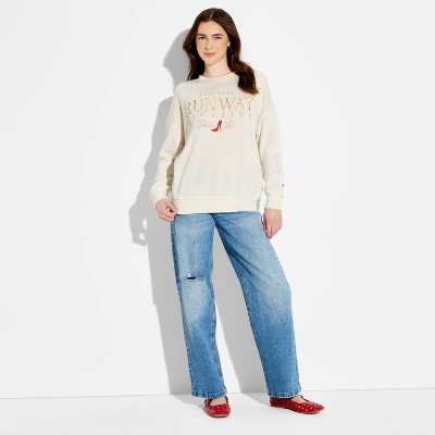 Women's The Devil Wears Prada Runway Magazine Graphic Pullover Sweatshirt - Cream XXS | Target