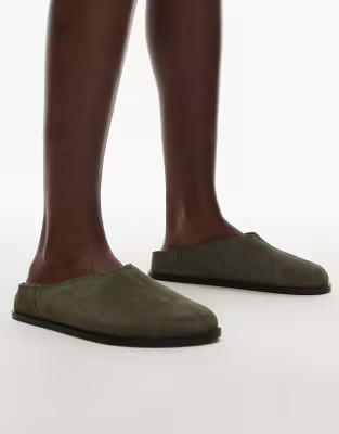 Topshop Abbie suede mules in khaki | ASOS | ASOS (Global)