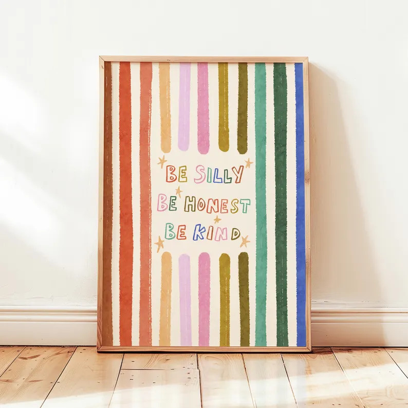 Be Silly Honest Kind Print, Colorful Stars Kids Playroom Poster, Toddler Wall Decor, UNFRAMED | Etsy (Global)