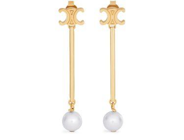 Les perles celine gerade ohrringe aus harzperlen und messing mit gold-finish - CELINE | 24S (APAC/EU)
