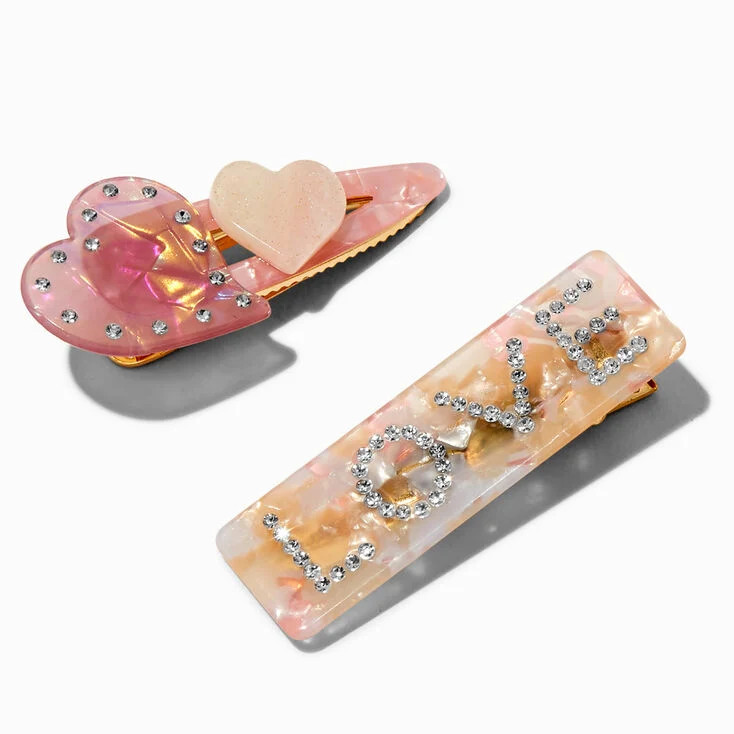THEME x Claire's Love Heart Hair Clips - 2 Pack | Claire's (UK)
