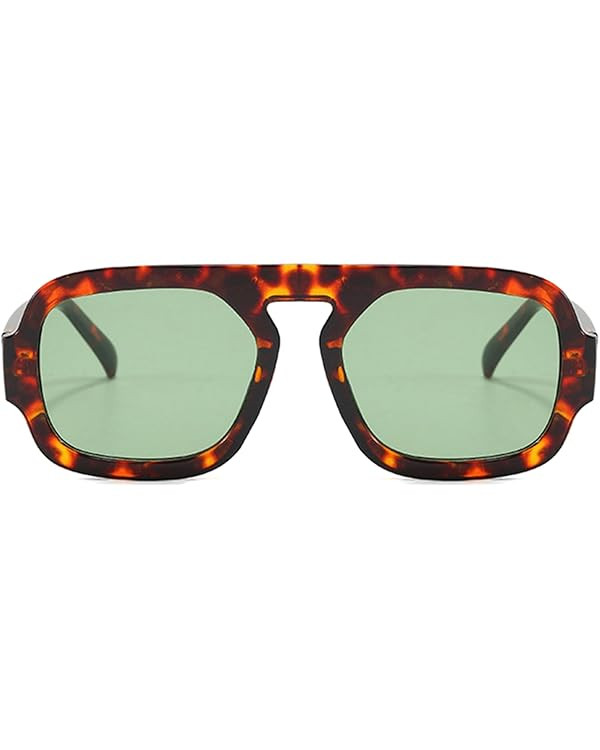 Trendy Hexagon Aviator Sunglasses for Women Men 70s Retro Square Flat Top Geometric Sun Glasses S... | Amazon (US)