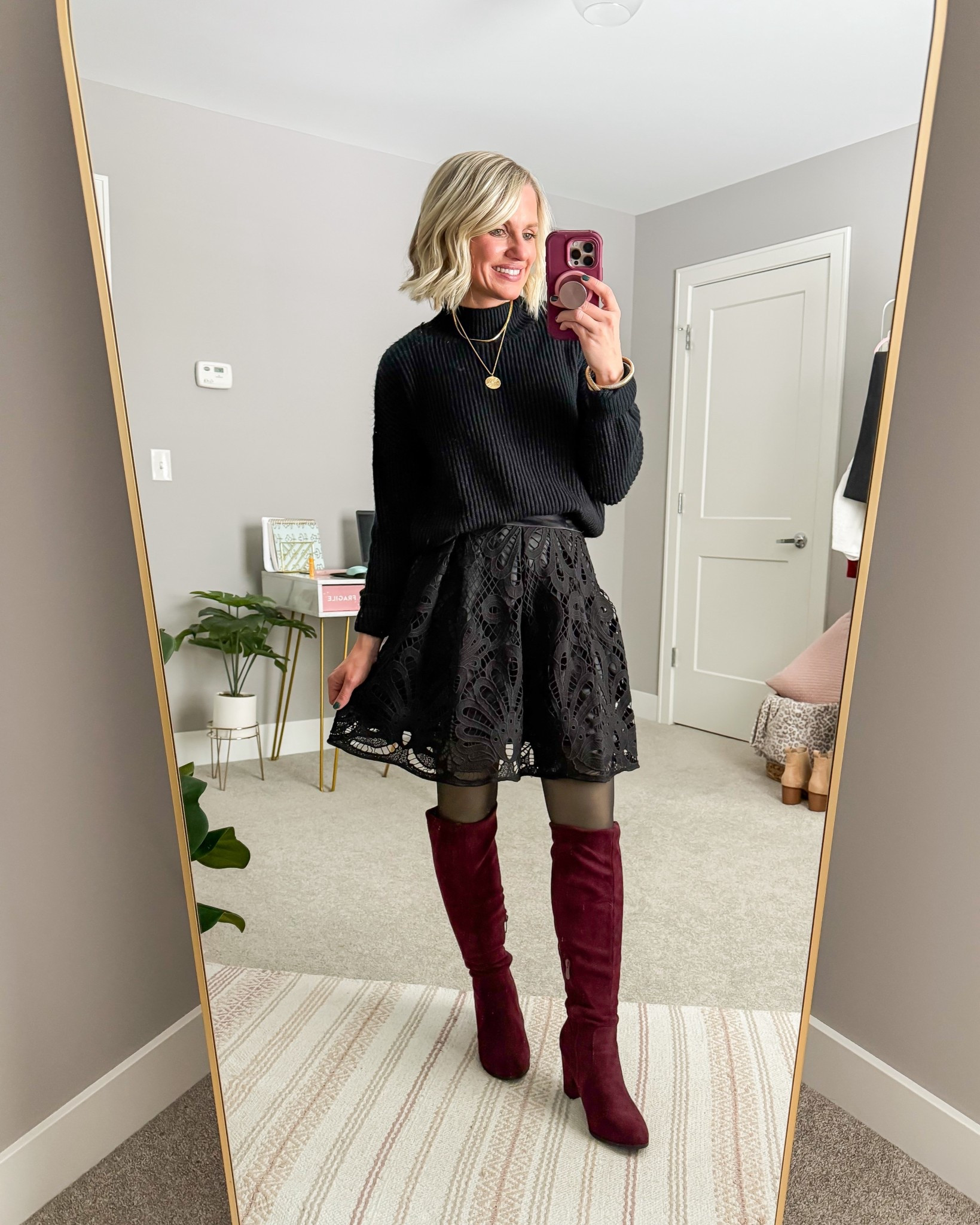 Holiday outfit idea for cold weather with fleece lined leggings! 
Sweater- xxsmall ( black not in stock)
Skirt- xxsmall 

Gibsonlook code: THRIFTYWIFE10

#LTKPetite #LTKHoliday #LTKSeasonal