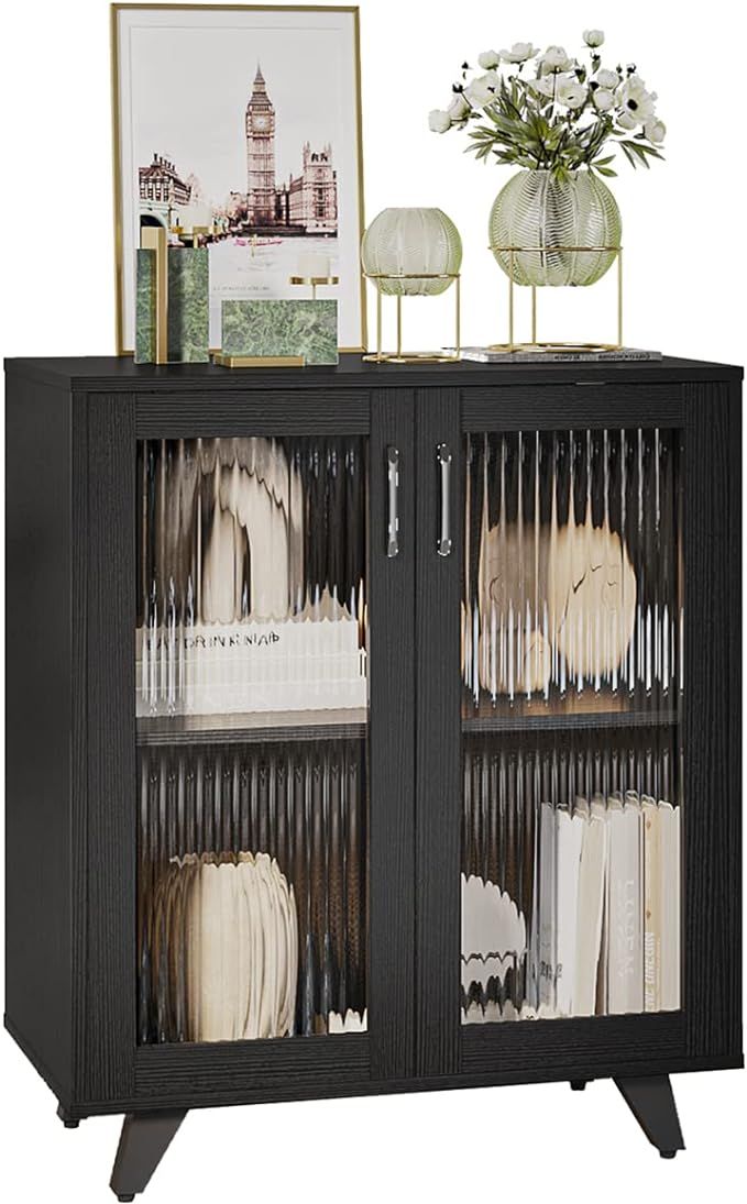Storage Cabinet, Buffet Sideboard Server Table with Doors and Shelf, Console Cupboard Display Org... | Amazon (US)