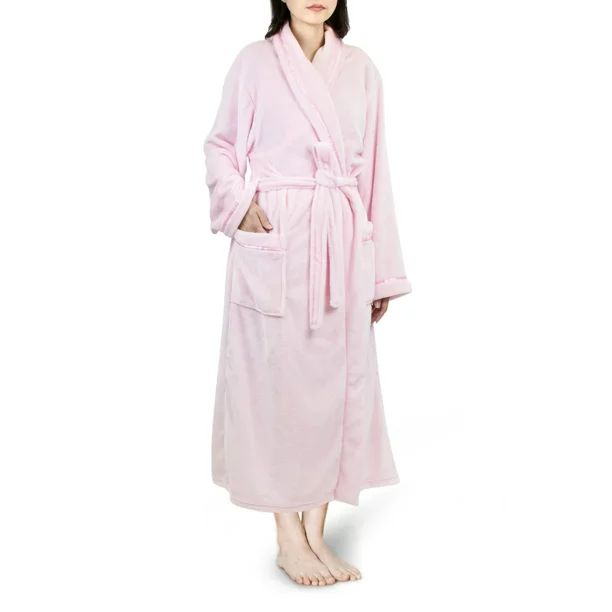 PAVILIA Premium Womens Fleece Robe, Satin Trim, Soft Plush Warm Fuzzy Bathrobe,Pink,L/XL - Walmar... | Walmart (US)