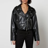 Good American Crop Moto Cropped Faux Leather Jacket - L/XL | Coggles (Global)