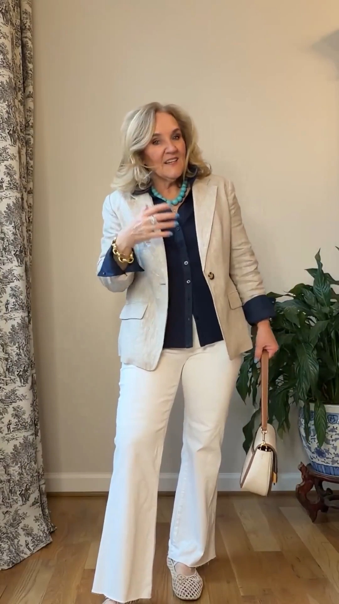  4 pair of white jeans styled with navy. We typically think of white and navy as nautical. But I think these outfits are less iconic and more classic. Sizing is below
Abercrombie wide leg denim slightly off white size 29 short
JCrew Factory wide leg crop jeans slightly off white size 28
Kut from the Kloth jeans size 8
Madewell full length jeans size 29 short size up if in-between 
Striped sweater I sized up to a large for a very oversized fit
Leopard blouse size medium
Sezane eyelet blouse size 10 (link below pictured white, its the Dahlia blouse)
Quince blazer size medium
Chicos knit blouse size 1.0
Navy blazer size 10 petite
Navy twill jacket size medium petite

#LTKPetite #LTKSeasonal #LTKOver40

 