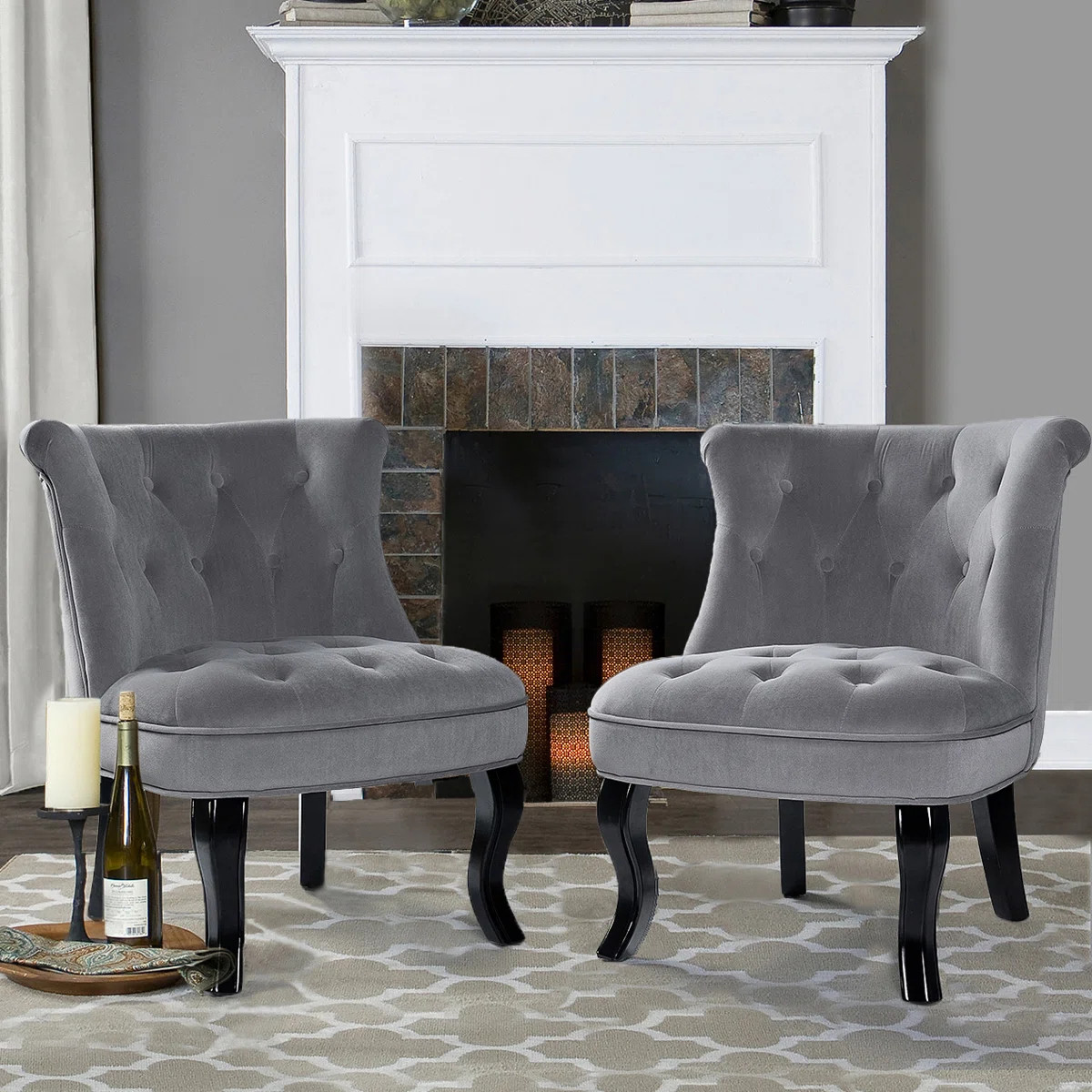 Grenier Upholstered Wingback Button-Tufted Side Chair (Set of 2) | Wayfair North America