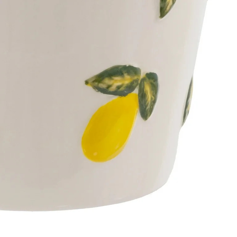 Mainstays 6.25" x 6.25" x 6" Round Cream and Yellow Ceramic Lemon Planter | Walmart (US)