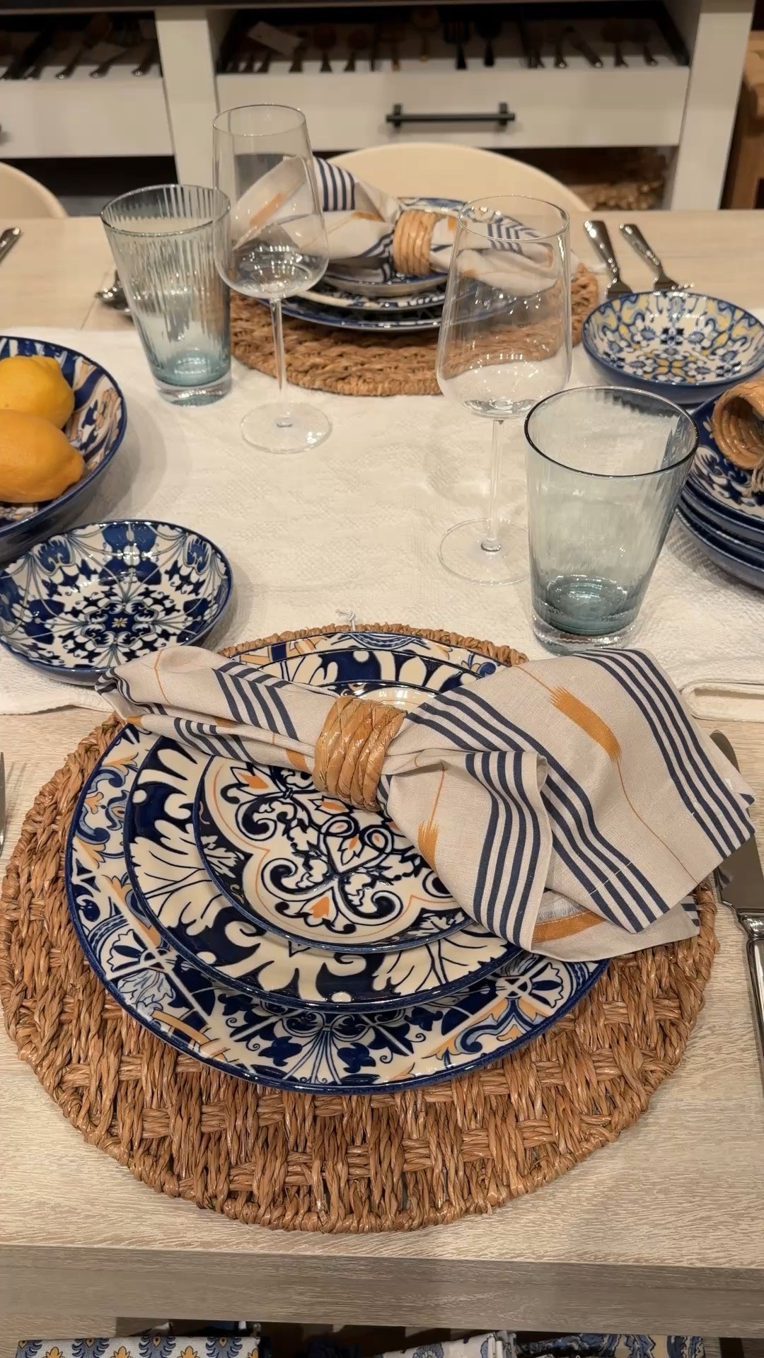 Summer tablescape inspo! 🌞  Loving the new Lisbon Stoneware Collection from Pottery Barn with its rich blue hues and beautiful tile-inspired detailing. 💙 The ceramic pieces add so much color, pattern, and character to a table, making even a simple meal feel a little more special. ✨ Such a gorgeous collection for summer hosting and outdoor gatherings. 🍽️ On sale now and selling fast—linked it here! 🍋 @Pottery Barn #tablescape #dinnerware #tablesetting

#LTKHome #LTKSaleAlert #LTKSeasonal
