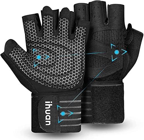 ihuan Ventilated Weight Lifting Gym Workout Gloves with Wrist Wrap Support for Men & Women, Full Pal | Amazon (US)